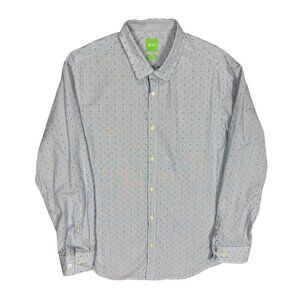 Hugo Boss Dress Shirt Long Sleeve Striped Regular Fit Cotton Blue 16 1/2 Large
